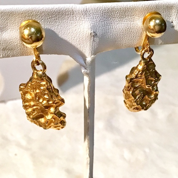 gold plated nugget earrings